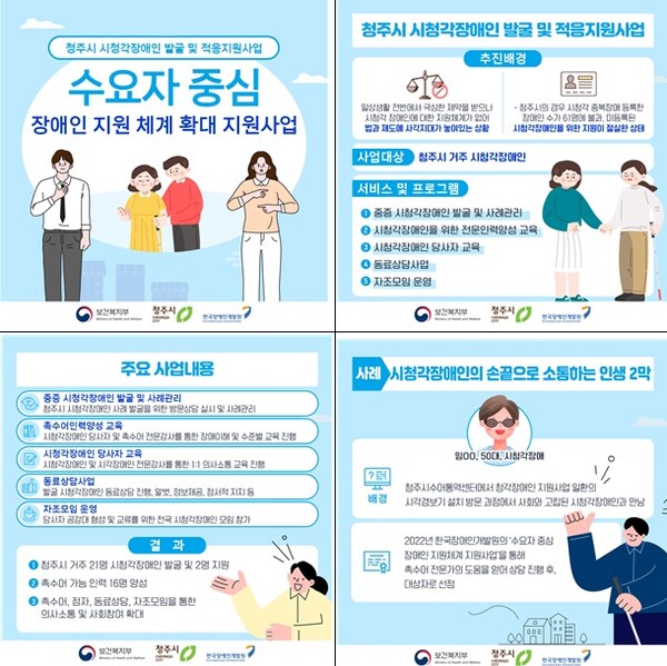 충북 청주시 ‘시청각장애인 발굴 및 촉수어 기반 마련’ 사업 카드뉴스 이미지.ⓒ한국장애인개발원