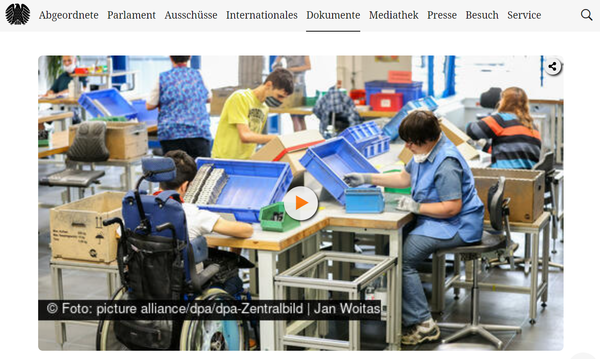 사진1: 독일연방국회 홈페이지의 장애인작업장 관련 이미지. ©: www.bundestag.de