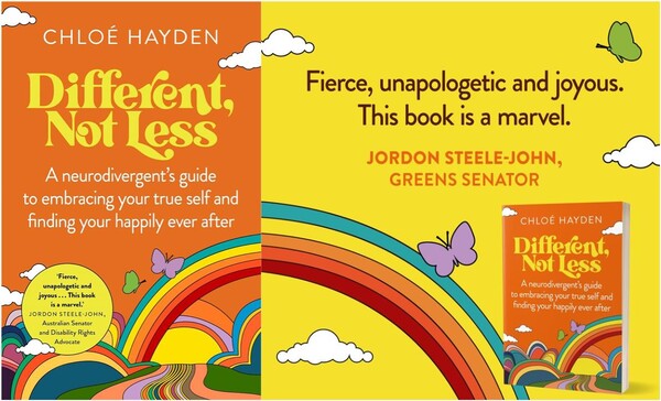 호주의 배우인 클로에 헤이든(Chloe Hayden)의 자서전 ‘Different, Not Less’ (다르지만 열등하지 않습니다)의 책 표지(좌측) 및 책에 대한 독자 평가(우측). ⓒAmazon, Chloe Hayden 홈페이지