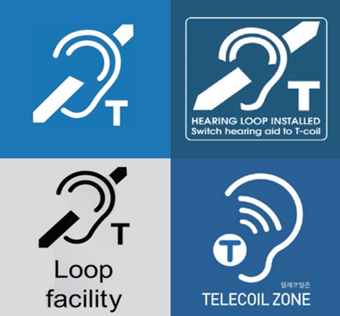 텔레코일 존 관련 국내외 상용마크. ⓒ한국장애인단체총연맹