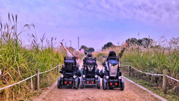 휠체어로 억새밭 속, 자유롭게 달리며 가을을 만나다. ©하석미