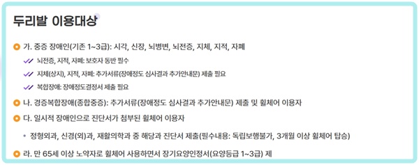 두리발 이용대상자. ⓒ부산시설공단 두리발