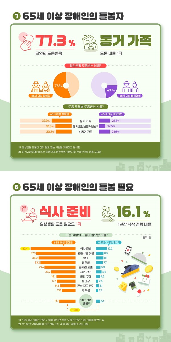 65세 이상 장애인 돌봄 통계.ⓒ한국장애인개발원