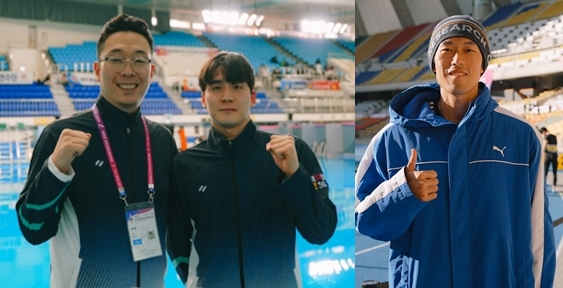 ‘2025 도쿄 하계 데플림픽(Deaflympics)’에 국가대표로 출전하는 (사진 좌측부터) 서울특별시청 수영팀 선창용 감독과 임장휘 선수, 육상팀의 정승윤 선수. ©서울특별시장애인체육회