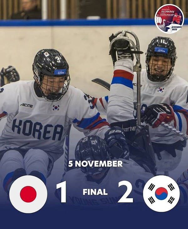 내년 패럴림픽 파라 아이스하키 최종 예선전 첫경기에서 우리나라는 일본을 상대로 2대1로 승리해 기분 좋은 출발을 했다@세계파라아이스하키연맹
