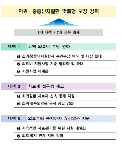 ‘희귀·중증난치질환 지원 강화방안’ 내용.ⓒ보건복지부