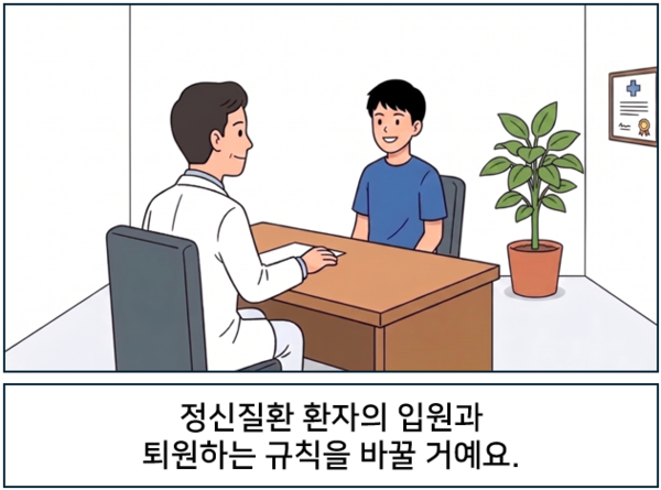   정신질환 환자의 입원과 퇴원하는 규칙을 바꿀 거예요. ©AI 편집실