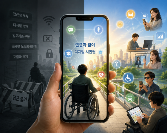 장애인 스마트폰 사용의 명암. (생성형 AI 활용 생성 이미지) ⓒ 김경식