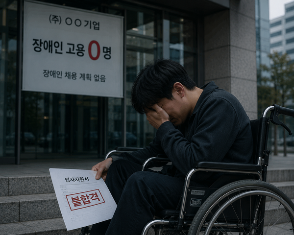 고용에 어려움을 겪고 있는 휠체어 탄 장애인 AI이미지.ⓒ에이블뉴스