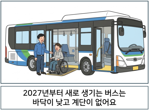 &nbsp;2027년부터 새로 생기는 버스는 바닥이 낮고 계단이 없어요. ©AI 편집실